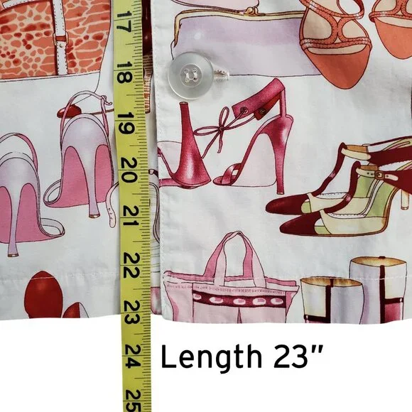 The Cat's Pajamas Novelty Print Top Shoes & Handbags Motif 100% Cotton Size S - Picture 9 of 12